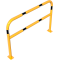 Protective bar made of steel tubing |  60 x 2.5 mm | with crossbar | total width: 1500 mm | total height: 1000 mm | hot-dip galvanized and yellow coatedwith black warning stripes